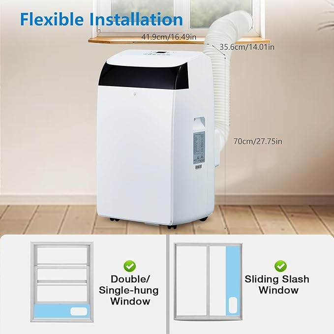 14,000 BTU Portable Air Conditioner Cools up to 750 Sq.Ft, 3-in-1 Quiet Portable AC Unit with Remote Control & Installation Kits for Large Room, 3 Speed, Auto Swing, 24H Timer - Image 6