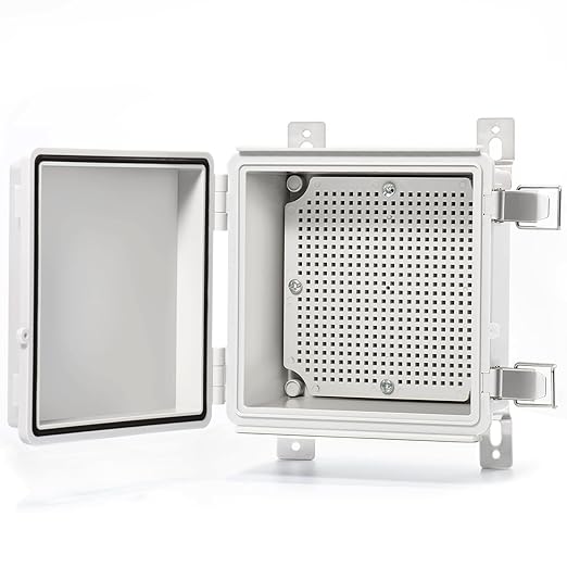 QILIPSU Waterproof Junction Box IP67 Outdoor Plastic Electrical Project Enclosure Weatherproof with Mounting Plate, Wall Brackets, Hinged Grey Cover 5.9"x5.9"x3.5" by QILIPSU