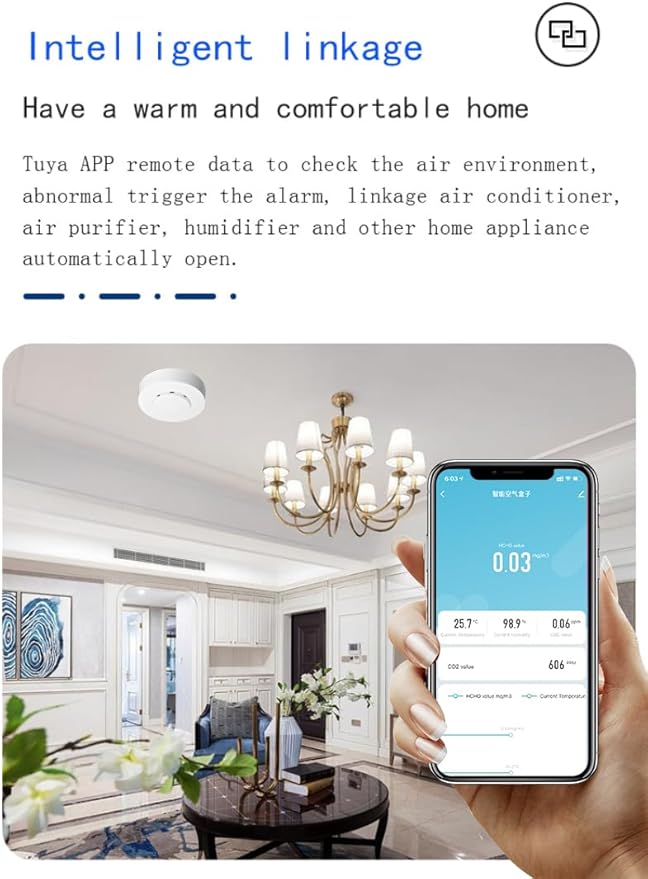 Zigbee Smart Air Detector, Formaldehyde HCHO/VOC Detector, CO2, Temperature, Humidity Monitoring, 5 in 1 Tester, for Household, Office,Hotel.ZigBee Hub Required. - Image 7
