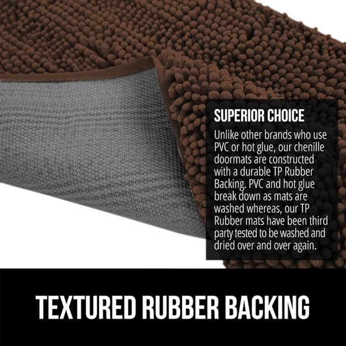 GORILLA GRIP SOAKSTOPPER Dog Door Mat, 70x24 Machine Washable Rug Absorbent Doormat Captures Moisture Mud Dirt, Quick Dry Soft Chenille Entryway Rugs Indoor Entrance Mats for Dog Paws, Brown - Image 5