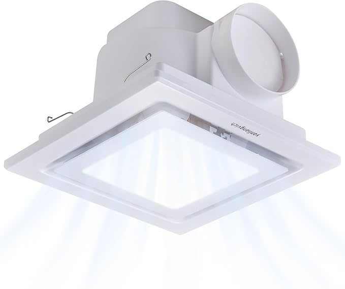 Bathroom Exhaust Fan with Light, 8-Inch Bath Fan with Light For Home, 3000K/4500K/6000K Selectable, 110 CFM Bathroom Ventilation Fan, 1.0 Sones Ultra-Quiet Exhaust Fans for Ceiling Mount by yanliangvich