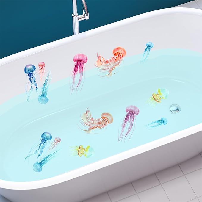 18Pack Bathtub Non Slip Stickers,Guppy Grips Bath Stickers with 61 Ocean Animals That Kids Love,Large Size Adhesive Stickers for Bathtub,Shower Floor,Baby Bath Tub - Image 3
