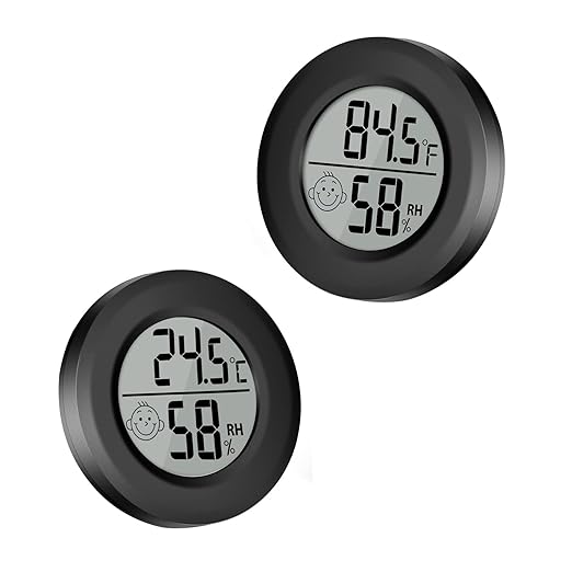2Pcs Mini Digital Indoor Thermometer Hygrometer Meters Gauge Accuracy Room Temperature and Humidity Monitor for Reptile Humidors Jars Incubators Guitar Case Green House Fahrenheit (℉) by BuynowonVeanic