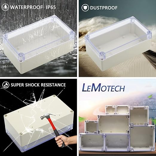 LeMotech ABS Plastic Junction Box Dustproof Waterproof IP65 Electrical Enclosure Box Universal Project Enclosure Grey with PC Transparent Clear Cover6.2 x 3.5 x 2.3 inch(158 x90 x60 mm) - Image 7