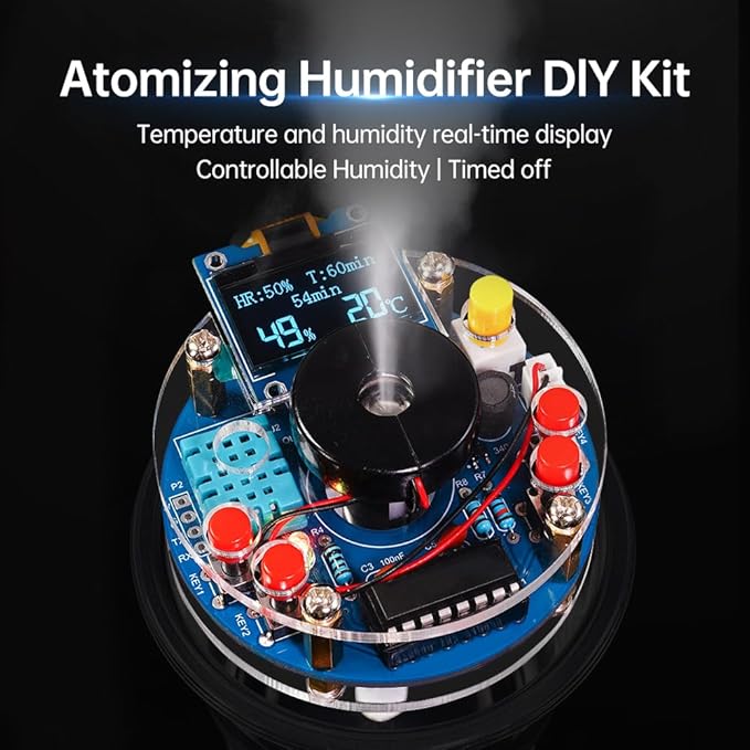 STEM Electronic DIY Kit Humidifier Soldering Project Kit, Temperature OLED Display Humidity Control, Auto-Off Timer and Memory Function Home Office - Image 3