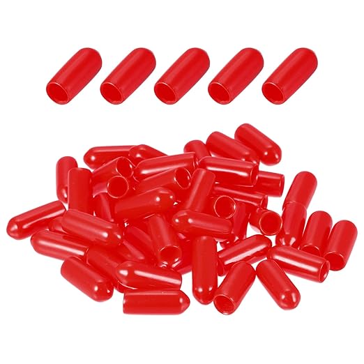 DMiotech 100 Pack 4mm ID Red Screw Thread Protectors Rubber End Caps Bolt Covers for Screw Bolt Furniture Pipe by DMiotech