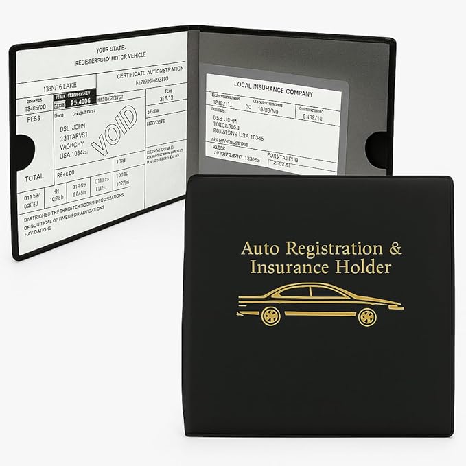 ESSENTIAL Car Auto Insurance Registration BLACK Document Wallet Holders 2 Pack - [BUNDLE, 2pcs] - Automobile, Motorcycle, Truck, Trailer Vinyl ID Holder & Visor Storage - Strong Closure On Each - - Image 2