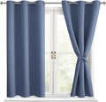 Hiasan Short Blackout Curtains for Bedroom - Thermal Insulated & Energy Saving Window Curtains for Living Room, 2 Drape Panels Sewn with Tiebacks, Blue Haze, 42 x 45 Inch by Hiasan