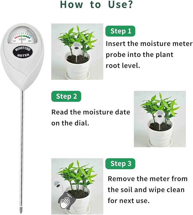 Soil Moisture Meter, Soil Moisture Monitor for House Plants, Soil Hygrometer Moisture Sensor for Indoor & Outdoor, Garden, Farm, Lawn Plant Care, No Battery Needed(White) - Image 5