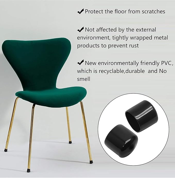12 Pcs Round Rubber End Caps 1.1" (28mm) ID Vinyl Flexible Bolt Chair Foot Covers Screw Thread Chair Leg Protectors for Round Tubing Bolt Desk Chair Leg (Black) - Image 5