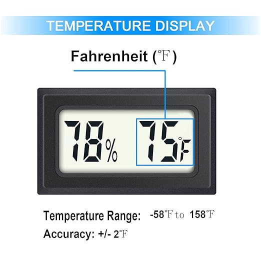 2 Pack Mini Digital Hygrometer Thermometer Gauge, Indoor Outdoor Temperature Humidity Meter for Humidifiers Greenhouse Reptile Plant Humidors, Large LCD Screen, Display in Fahrenheit (℉) (2) - Image 3