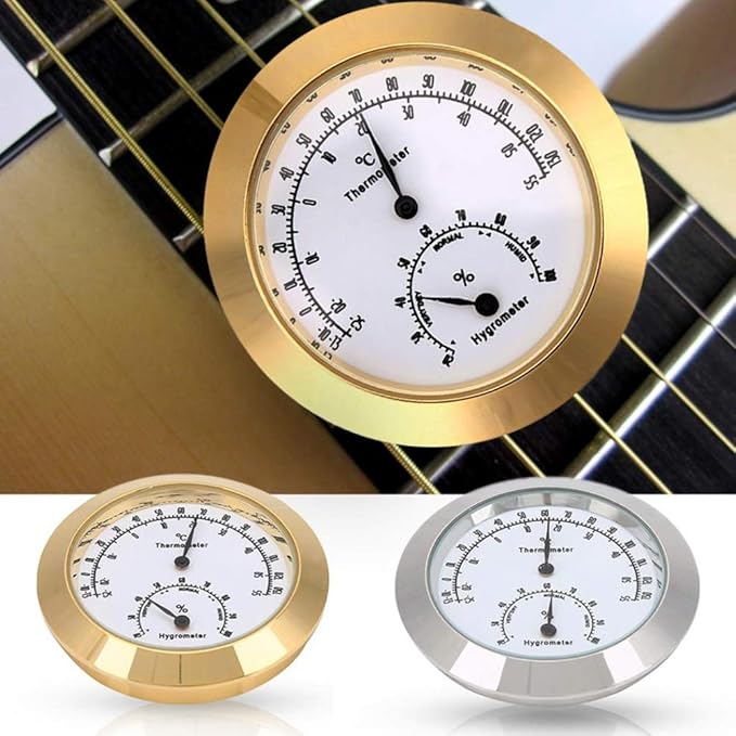 Hygrometer Thermometer Humidity Gauge Moisture Temp For Violin Guitar Instrument Case Etc Meter Tool gold - Image 4