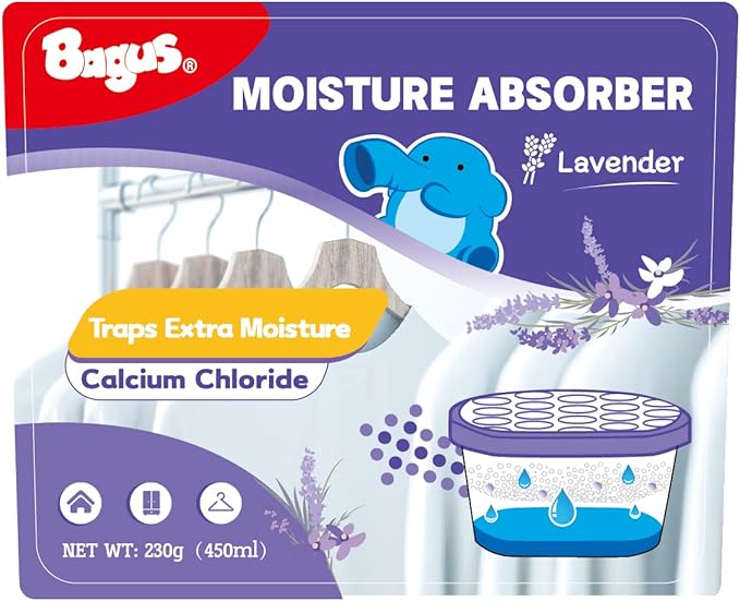 Bagus Moisture Absorbers Boxes (4 Pack) - 10.5 Oz Dehumidification Containers for Closet, Bathroom, Storage, Kitchen, Car, RV, Boat | Long-Lasting Humidity Control & Odor-Free Solution(Lavender Scent) - Image 2