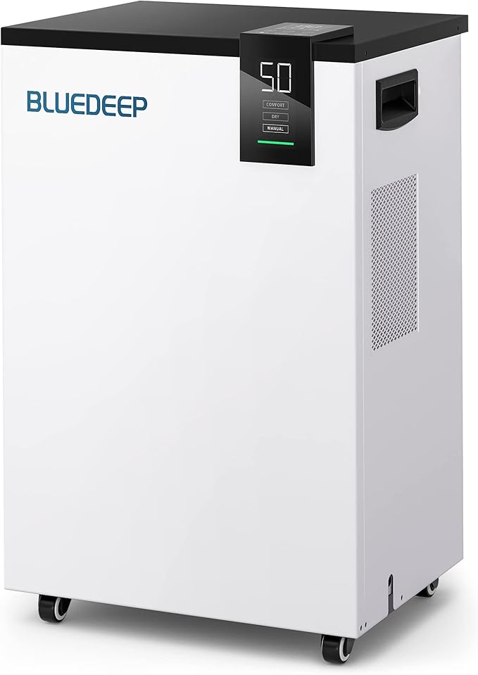 BLUEDEEP 190 Pints Commercial Dehumidifier with 6.56ft Drain Hose and 1.75 Gallon Water Reservoir, Water Damage Restoration Dehumidifier, for Basements, Industrial or Commercial Spaces and Job Sites by BLUEDEEPCommercialDehumidifi