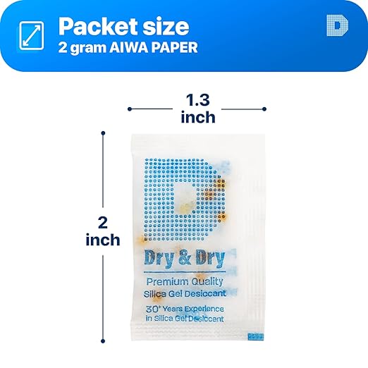 Dry & Dry 2 Gram [50 Packets] Orange Indicating Silica Gel Packets Desiccants - Food Safe Silica Packs, Silica Gel, Silica Packets, Desiccant Packs for Food Storage - Image 2