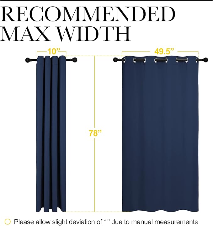 NICETOWN Navy Blackout Curtains 78" Long for Living Room, Thermal Insulated Window Treatment Light Reducing Room Darkening Drapes for Boys Kids Bedroom, Classroom, Apartment (55" W x 78” L, Set of 2) - Image 7