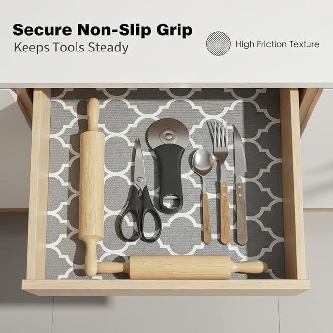 Coavas Extra Grip Thickened Shelf and Drawer Liner - Non-Adhesive Non-Slip Waterproof Mats for Kitchen Cabinets, Drawers, Shelves, Dresser & Cupboard, Easy Cut DIY (Gray, 24IN x 10FT) - Image 3
