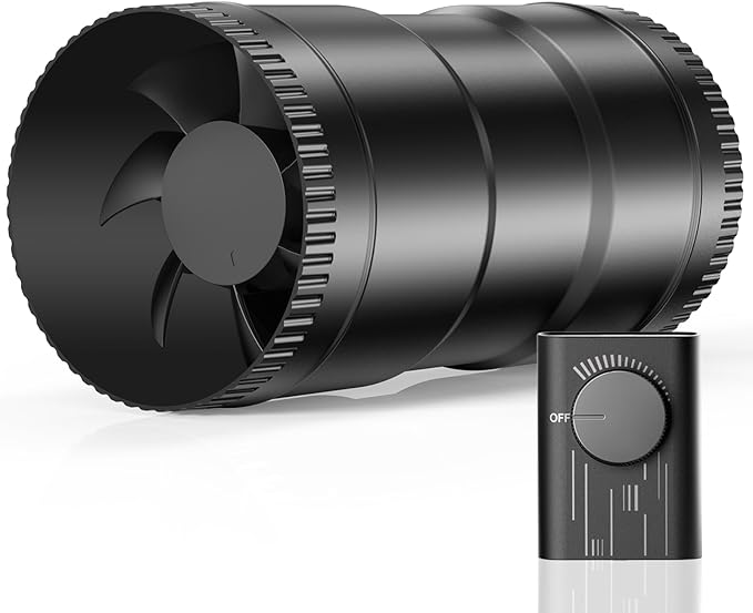 Hon&Guan 4 Inch Inline Duct Fan with Upgrade Controller - 130 CFM Airflow with 6W Ultra-Low Power and Low Noise by HonGuan