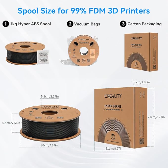 Official Creality Hyper ABS Filament 1.75mm, 3D Printer Filament ABS for High Temperature Resistance, 1kg(2.2lb)/Spool, Dimensional Accuracy ± 0.05 mm, Fits for Most 3D Printers - Image 7