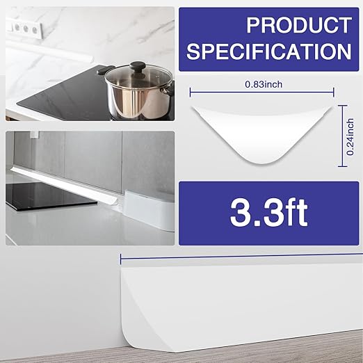 Flexible Molding Trim, Flexible Bendable Adhesive Caulking Strip, Molded Trim, Peel and Stick Home Decorative Edge for Bathroom, Kitchen, Floor, Wall (White, 0.83in x 0.24in x 3.3ft) - Image 2