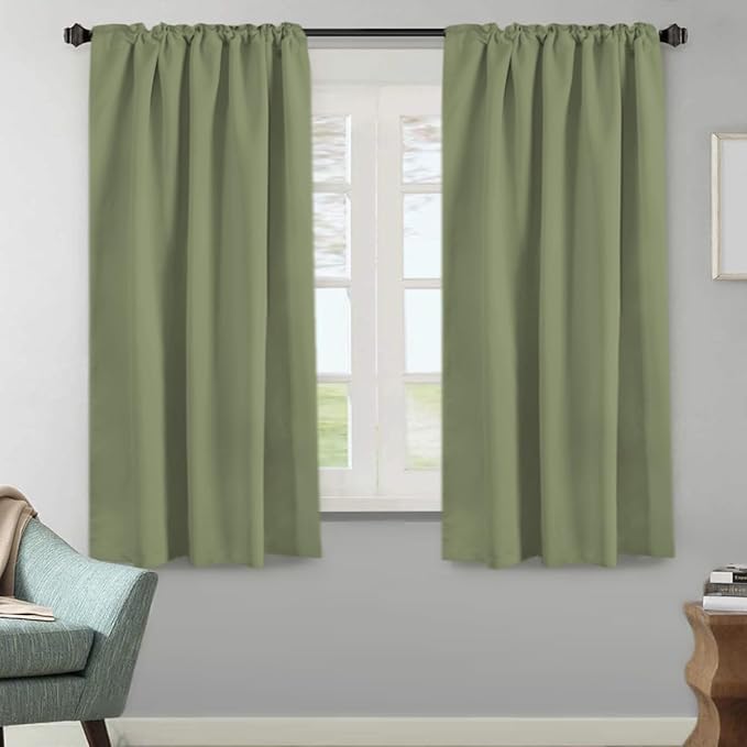 H.VERSAILTEX Blackout Curtains for Living Room Thermal Insulated Window Treatment Panels Room Darkening Blackout Drapes Back Tab/Rod Pocket Bedroom Draperies, 52 x 63 Inch, Sage, 2 Panels - Image 2