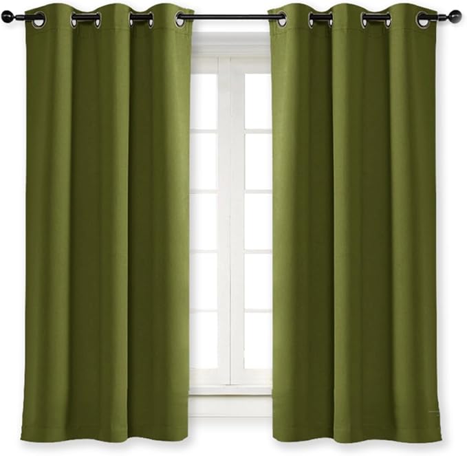 NICETOWN Olive Green Christmas Decoration Blackout Drape for Nursery, Fashion Thermal Insulated Blackout Room Darkening Curtain/Drapery with Ring Top (Single Panel, 42 by 63 inches, Olive Green) by NICETOWN