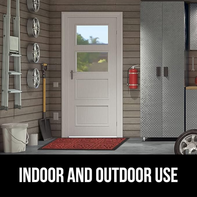 GORILLA GRIP 100% Waterproof All-Season WeatherMax Doormat 35x23, US Designed Natural Rubber, Stain and Fade Resistant, Low Profile Indoor Outdoor Door Mats, Easy Clean Patio Mat, Burgundy Leaves - Image 9
