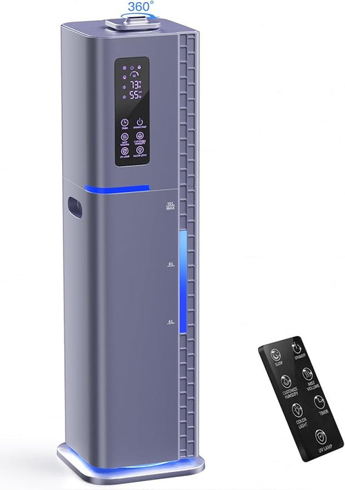 10L/2.64Gal Humidifiers for Bedroom, Top Fill Quiet Ultrasonic Cool Mist Humidifier Large Room, Covers 550ft², 60H Runtime, 24H Timer, 3 Mist Modes Humidifiers for Home, Office, Plants, Purple by Zeova