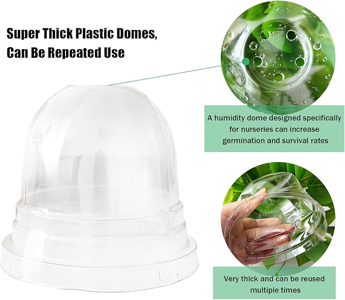 Plant Nursery Pots with Humidity Domes, 25 Sets 4 Inch Soft Nursery Pots Quality Ones (25 Red Pots + 25 Clear Lids), Seeds Starter Pots Small Planter Containers - Image 4