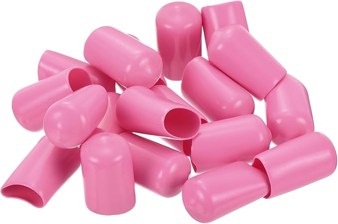 uxcell 20pcs Rubber End Caps 12mm(1/2 inch) ID Vinyl PVC Round Tube Bolt Cap Cover Screw Thread Protectors Pink - Image 4