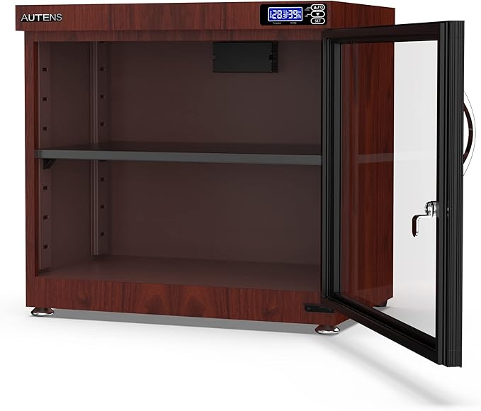 AUTENS 80L Dehumidifying Dry Cabinet Box, Wood grain Design Digital Control Noiseless and Energy Saving, for Camera Lens and Electronic Equipment Storage,Temperature Humidity LED Dual Screen - Image 8