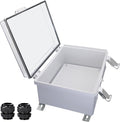 Waterproof Outdoor Electrical Box Junction Box Weatherproof IP67 ABS Plastic Enclosure Switch Router Project Box with Mounting Plate with Wall Bracket 2 Cable Glands Clear 13.8" x 9.8" x 5.9" by YETLEBOX