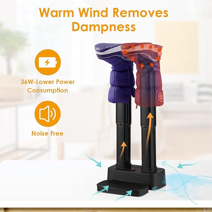 COSTWAY Electric Shoe Dryer, Double Free-Retractable Tubes for Boot, Glove, Suitable for Home, Hotel, Office - Image 4