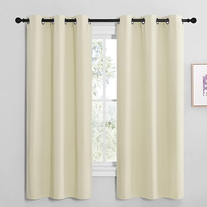NICETOWN Kitchen Curtains for Decoration, Thermal Insulated Grommet Room Darkening Draperies/Panels for Laundry (Beige, 2 Panels, W42 x L68 inches) by NICETOWN