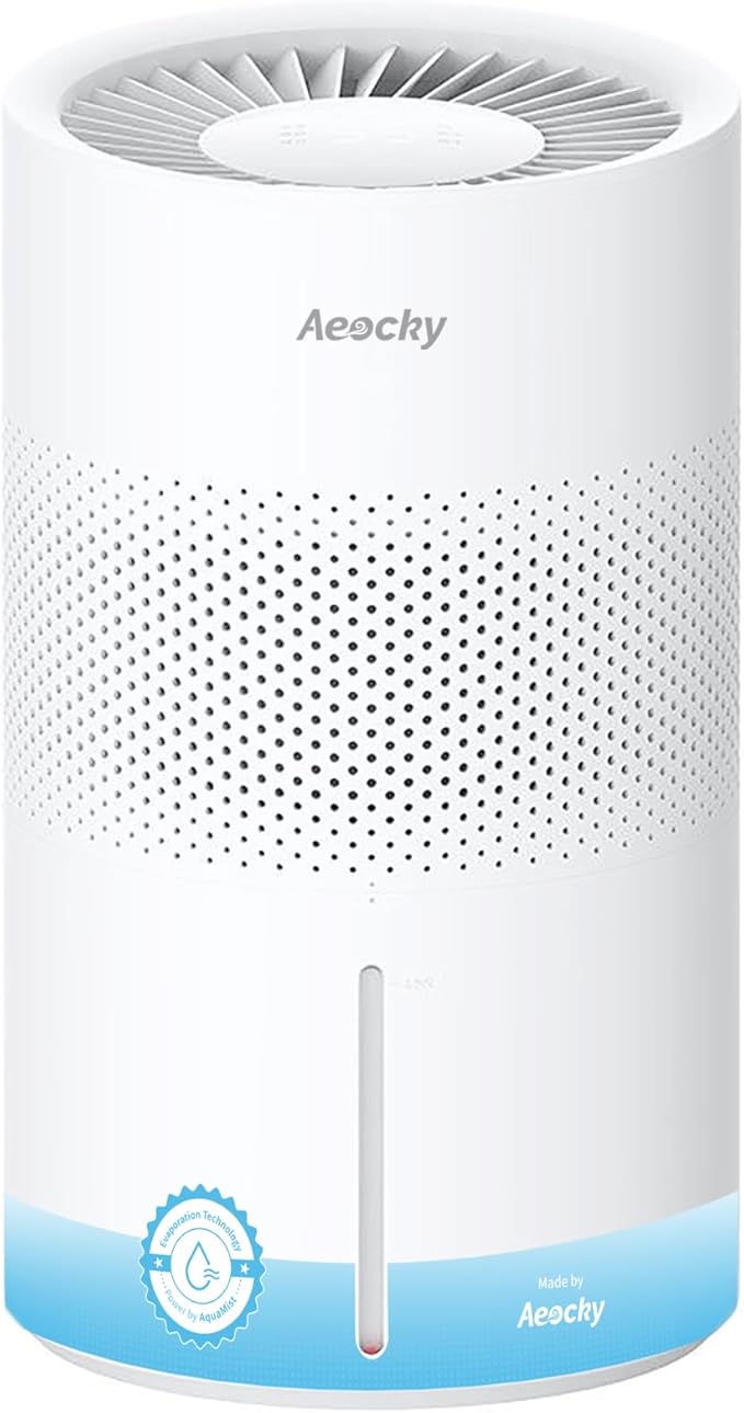 Evaporative Humidifier for Baby, Aeocky 4.5L Humidifiers for Bedroom, Large Room, Home, Whole House, Nursery, Office, Dry Filter & Self-Clean Mode, Humidistat, Timer, Sleep, Auto Mode, Ivory by AeockyDirect