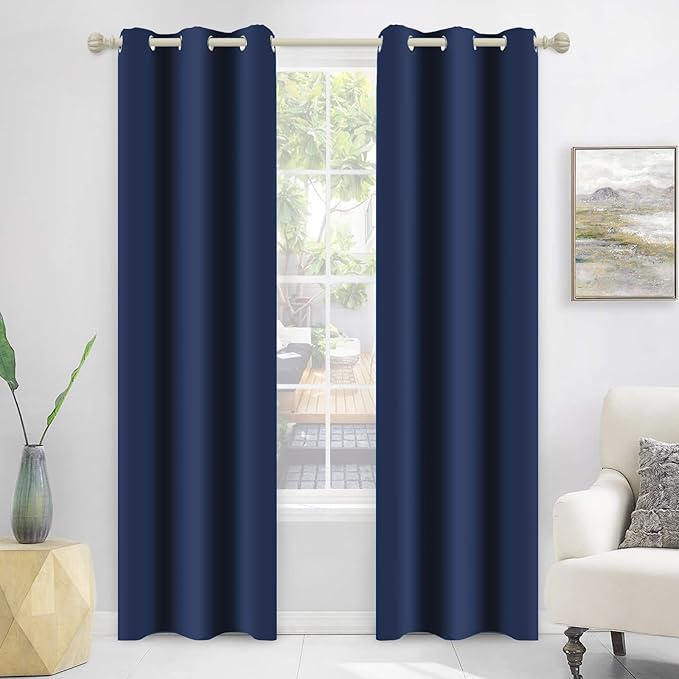 MYSKY HOME Blackout Door Curtains for Living Room Closet Curtains Doorway Thermal Insulated Grommet Room Darkening Window Curtain Panel for Bedroom, 1 Curtain Panel, 42 x 84 Inch, Navy - Image 7