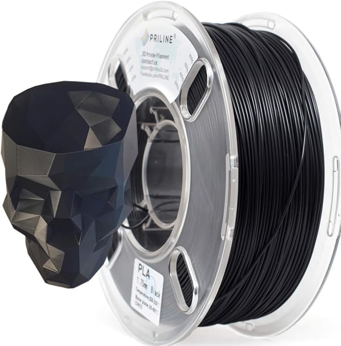 PLA Filament 1.75mm, PRILINE PLA 3D Printer Filament, 1kg Spool (2.2lbs) 3D Printing Filament Fits for Most 3D Printers, Dimensional Accuracy +/- 0.02mm,Black by PRILINE