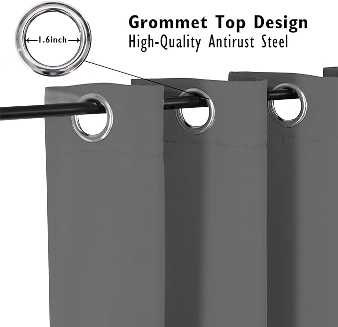 ChrisDowa Blackout Curtains 78 inches Long for Bedroom - 2 Panels Set Grommet Thermal Insulated Room Darkening Curtains for Living Room (Grey, 42 x 78 Inch) - Image 2
