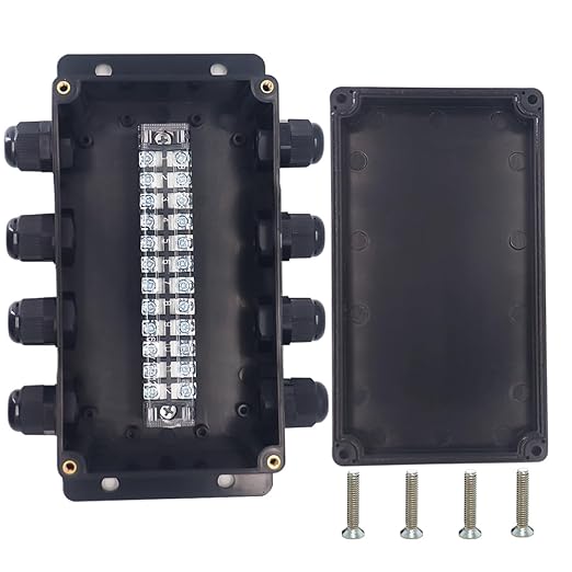 Watertight Junction Box, IP67 Waterproof Electrical Project Box with 12P 15A Barrier Terminals,4 in/4 Out Cable Glands Electronic Enclosure 6.22" x 3.54" x 2.36" by YETLEBOX
