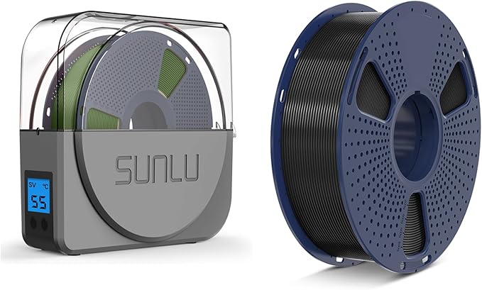 SUNLU S1 Plus Dry Box Grey, 3D Filament Storages with PLA Plus 1.75mm Black by SUNLU