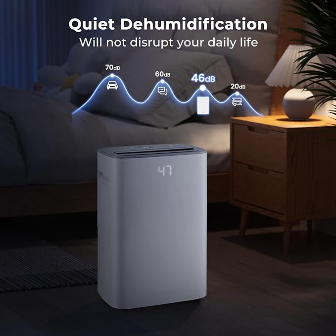 4500 Sq. Ft Dehumidifier for Basement, 52 Pint Garage Dehumidifier for Home, Bedroom & Bathroom with Drain Hose, Smart Humidity Control & Display, 3 Modes, 24H Timer & Auto Defrost - Image 8