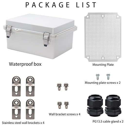 Outdoor Waterproof Electrical Box Junction Box Weatherproof IP67 ABS Plastic Enclosure Switch Router Project Box Electronics DIY Enclosure With Mounting Plate Wall Bracket Grey 8.6"x6.6"x4.3" - Image 4