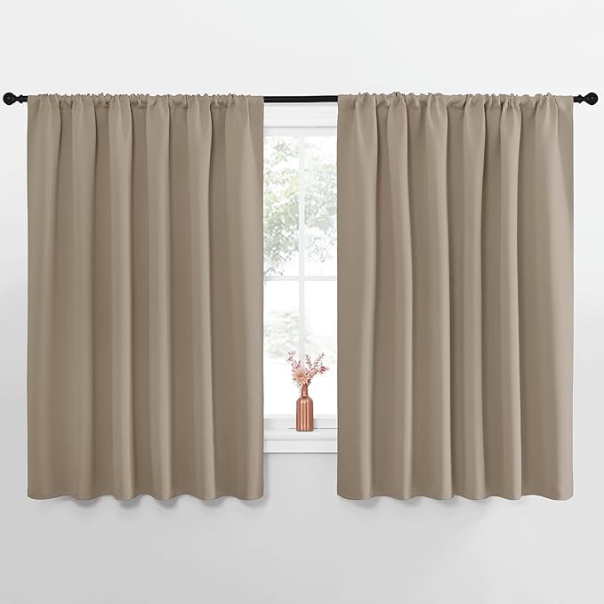 NICETOWN Blackout Curtains for Bedroom, Blackout Curtain Panels, Taupe, 1 Pair, 62 by 63-inch, Window Treatment Energy Saving Thermal Insulated Solid Rod Pocket Blackout Drapes/Draperies by NICETOWN