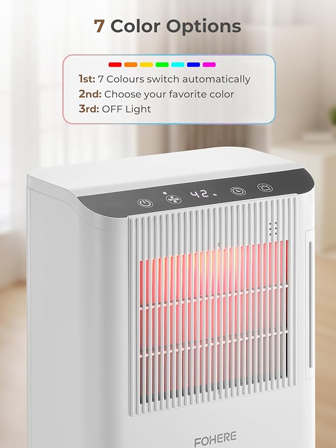 Dehumidifier for Home 1000 Sq.Ft, 85OZ Dehumidifiers for Basement Bedroom Bathroom with Drain Hose, Auto Shut Off, Humidity Display & 7 Color Light - Image 7