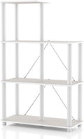 Homes: Inside + Out Apexa Modern 5-Cube Ladder Shelving Units, Collectibles Display Shelves, Easy Assembly Standing Shelf, Home Storage Organizer for Living Room, Bedroom, Office, Taupe Grey by HOMESInsideOut