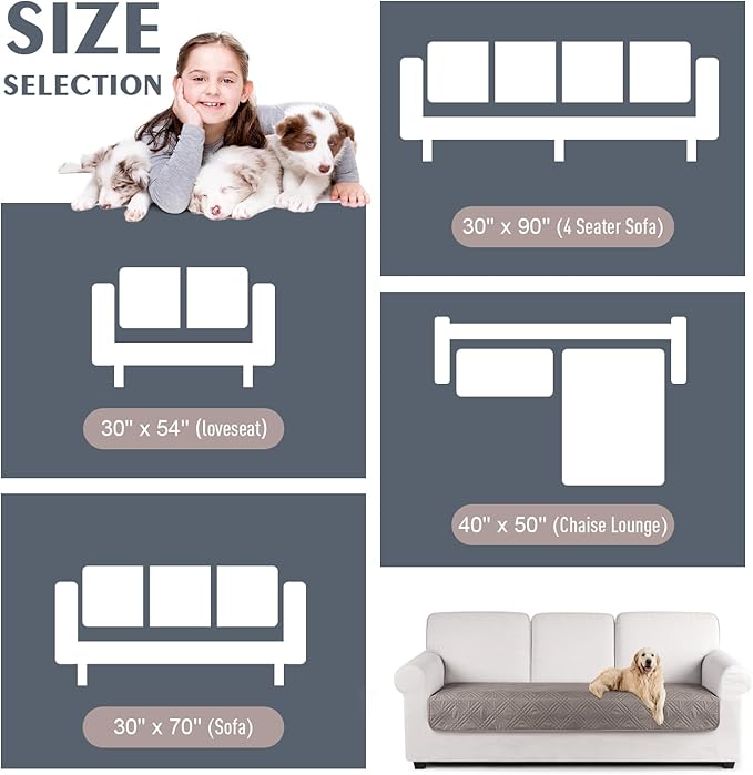 TAOCOCO 100% Waterproof Sofa Cushion Cover Reversible Couch Seat Cover for Dogs Pets Couch Cover for Chaise Sectional Sofa U Shape Furniture Protector Sofa Slipcover(Sofa, Light Brown) - Image 6