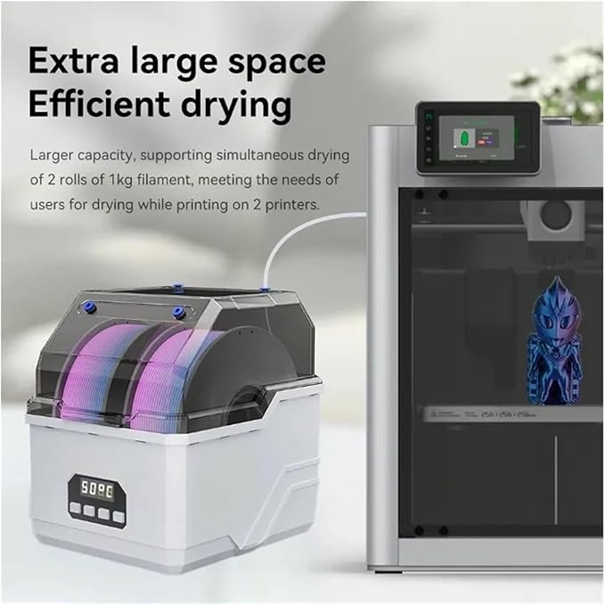 Compatible with KINGROON 3D Filament Dry Box 2 Rolls Fila Dryer All Arround Heating Adjustable 40-60°C Drybox 2KG Drying Box for 1KG 250g Spool(US Plug) - Image 3