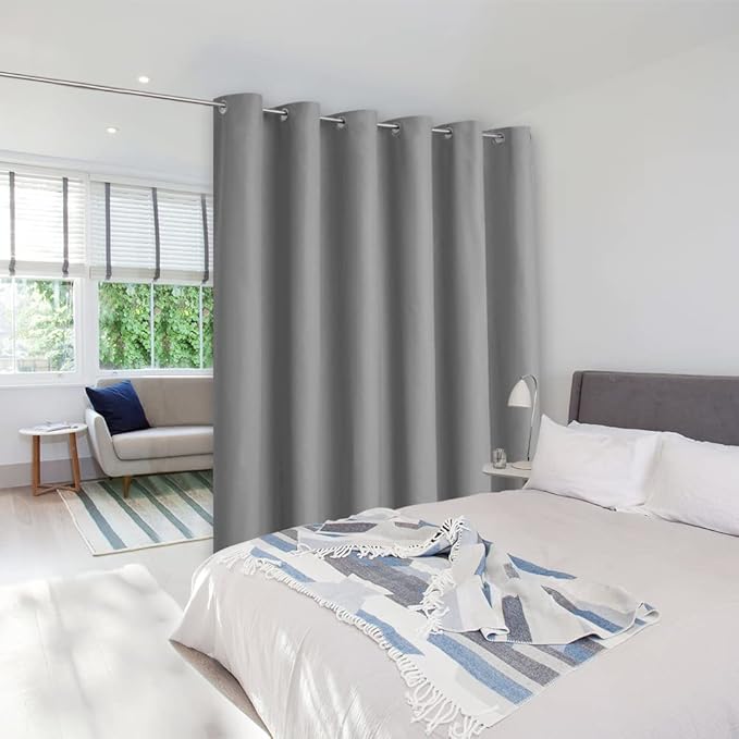 NICETOWN Room Separating Divider, Room Divider Curtain Screen Partitions, Vertical Blind for Sling Door, Blackout Window Curtains Privacy Blinds for Patio (Silver Grey, 1 Panel, 7ft Tall x 10ft Wide) by NICETOWN