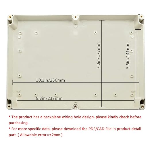 LeMotech Waterproof Dustproof IP65 ABS Plastic Junction Box Universal Electric Project Enclosure Pale Gray 10.4 x 7.2 x 2.4 inch (263 x 182 x 60 mm) - Image 5