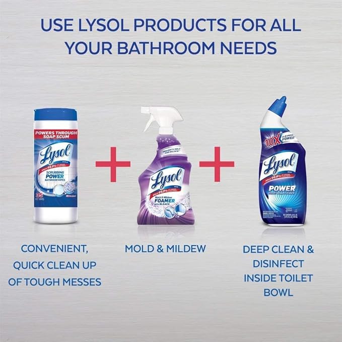 Lysol Mold and Mildew Remover, 2 Pack Bathroom Cleaner Spray, Whitens and Removes Soap Scum and Stains on Tiles, Grout, Bathtubs, Toilets, Sinks, 32 oz. Each - Image 5
